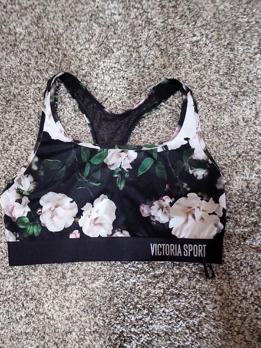 Victorias Secret Floral Black & White Racerback Sports Bra